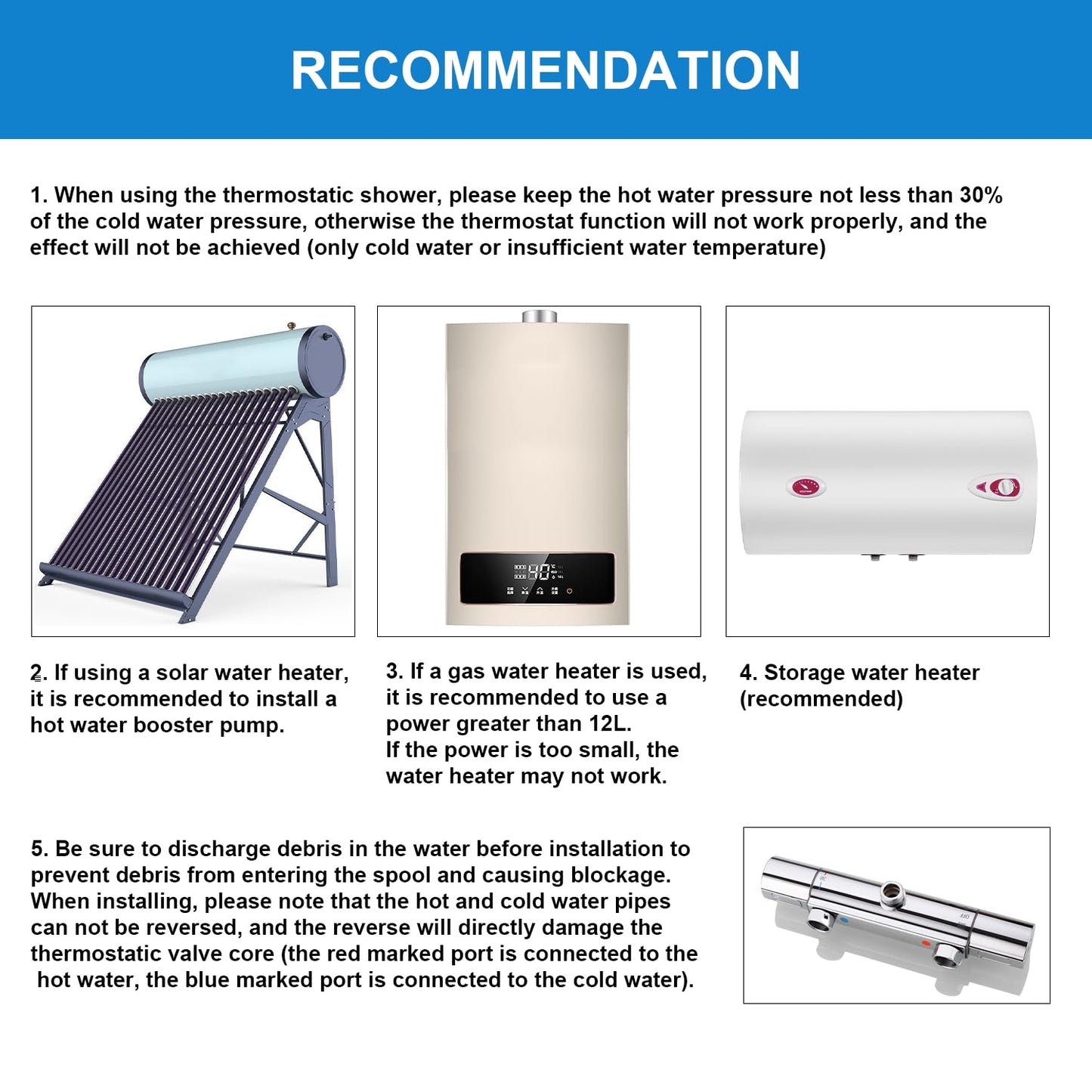 BONADE shower system with thermostat rain shower head made of 304 stainless steel, shower mixer complete set including shower thermostat, adjustable wall bracket 10 inch rain shower, bathtub faucets set