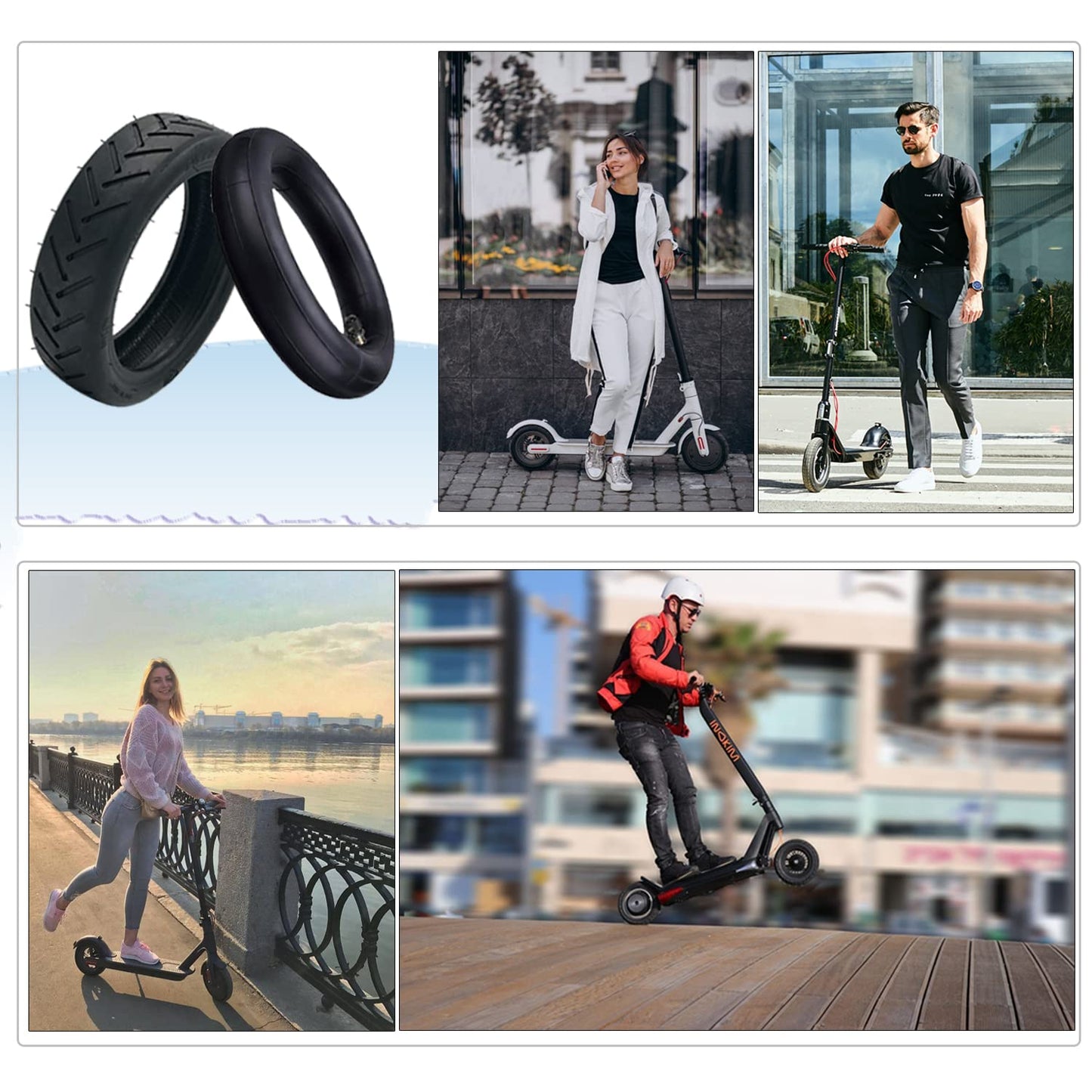 OUXI E-Scooter tire 8 1/2 tire 1 tire and 1 tube package E-Scooter spare tube + tire 8.5 inch compatible with Xiaomi M365/M365Pro2 electric scooter-black replacement wheels for scooter 50/75-6.1