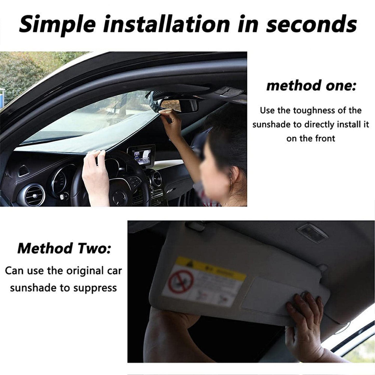 HABURN Car Front Window Sunshade Rotatable Foldable for Audi A3 Sportback 2016-2020 (8V Facelift 2016), Improved Heat Insulation Easy Storage UV Protection Sunshade, Black