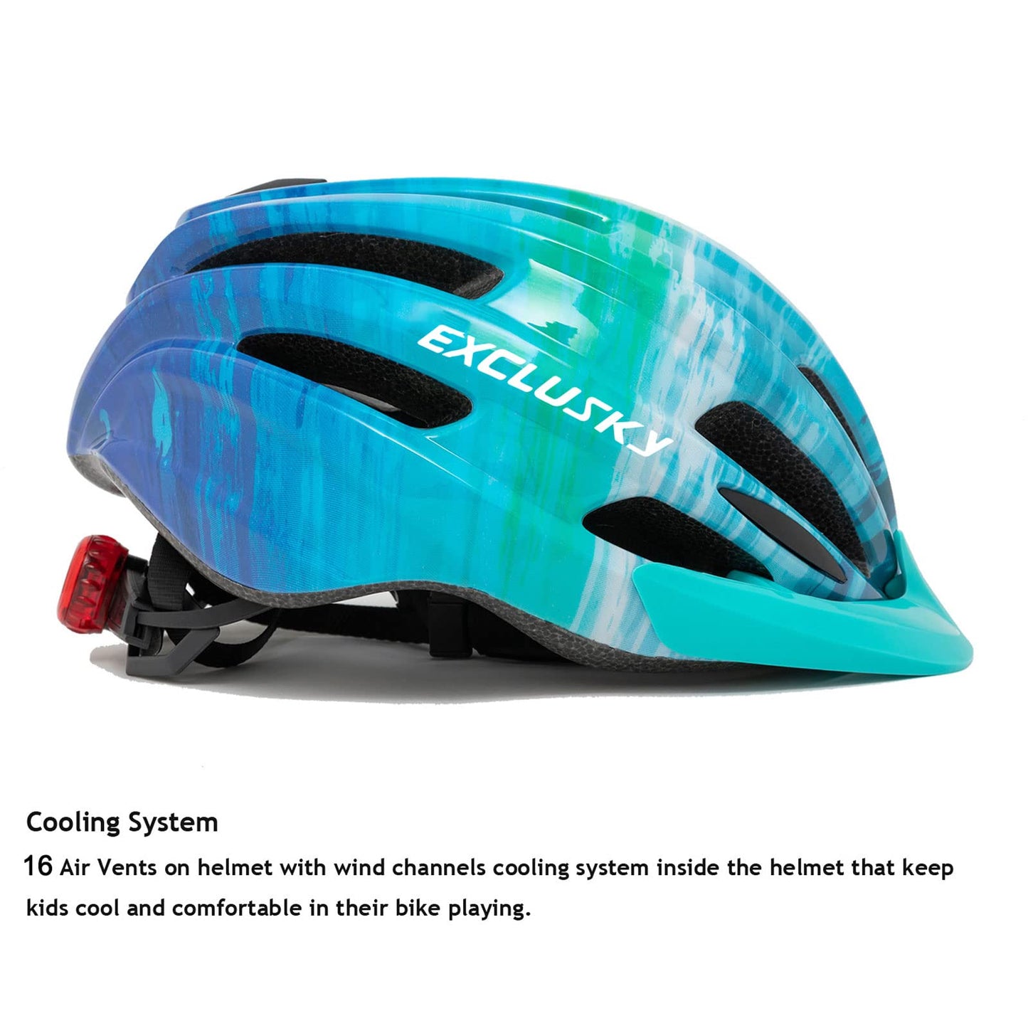 Exclusky Unisex Youth 222-Ocean Blue Bike Helmet, 4-OCEANBLUE, One Size EU