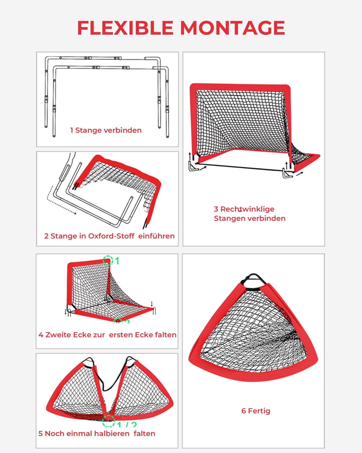 PEAKVONDER Soccer Goals for Yard Kids Pop-Up 2-Pack Soccer Goal Foldable with Fiberglass Poles & Premium Nets for Indoor, Outdoor | With Carrying Bag Soccer Cones Ball Pump Ground Anchors