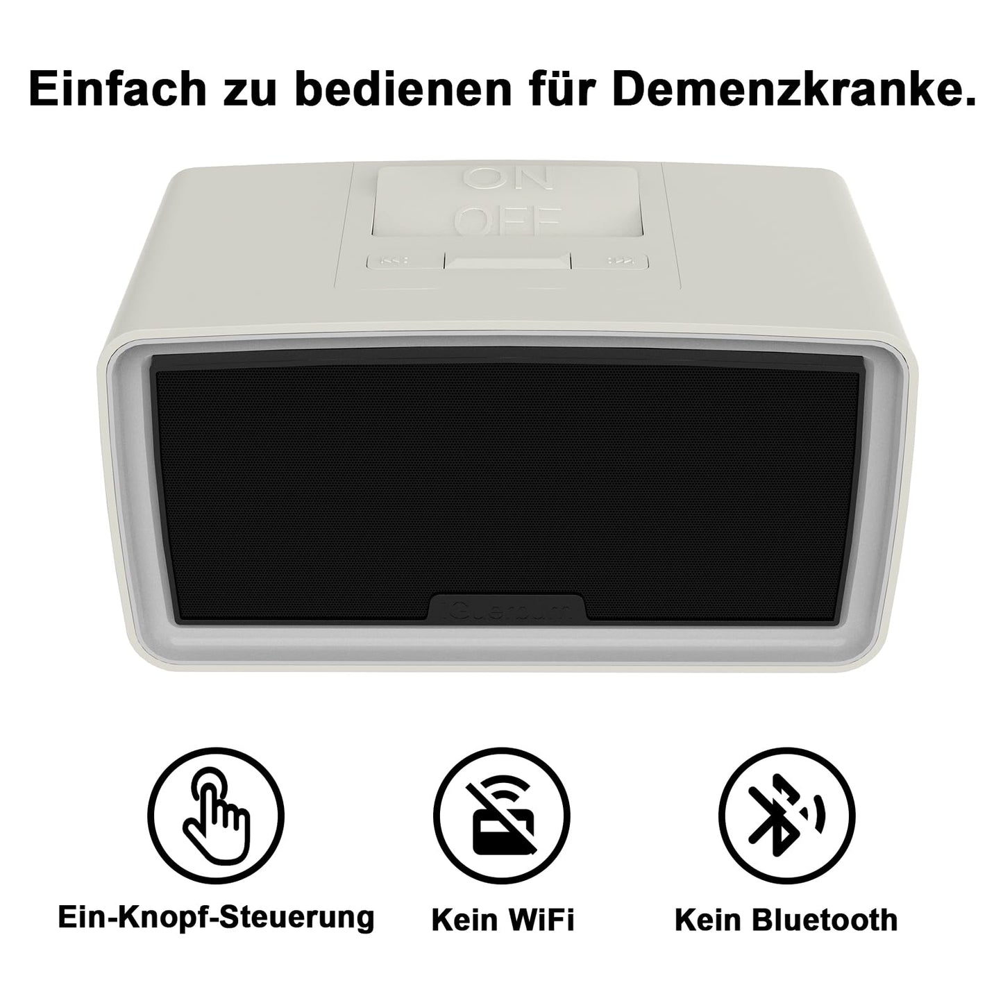 (New) iGuerburn 32GB mp3 player for seniors, simple music player for older people with dementia, easy-to-use music box dementia Alzheimer products gifts - white-gray