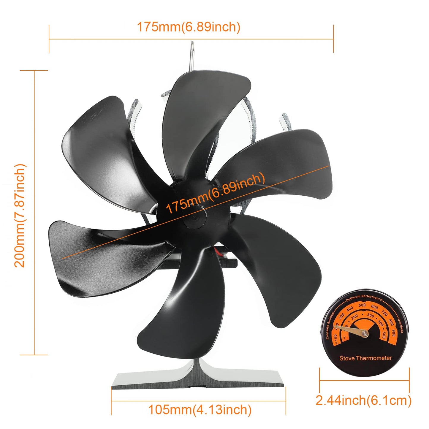 6-blade stove fan fireplace fan, no electricity needed for wood stoves and fireplace inserts.