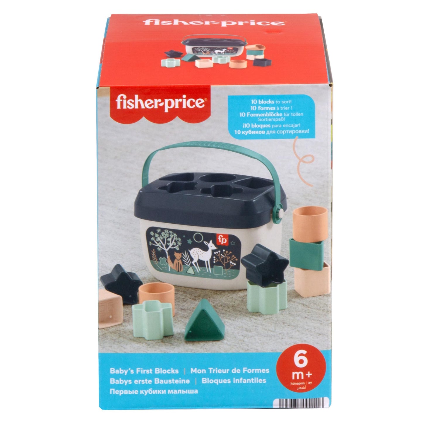 Fisher-Price - Baby's First Blocks - Navy Blue Kit, set of 10 stacking and sorting blocks, building toy, baby toy for toddlers 6 months and up, HJP20