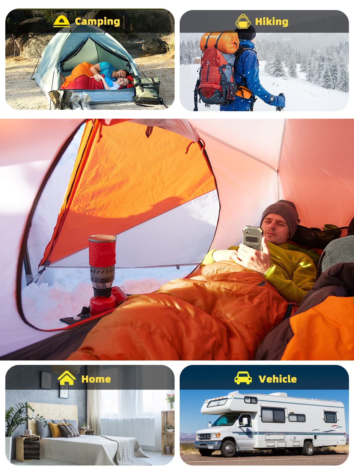 Bessport sleeping bag -10℃ 4 seasons winter mummy sleeping bag water resistant sleeping bag for travel camping outdoor camping or indoor