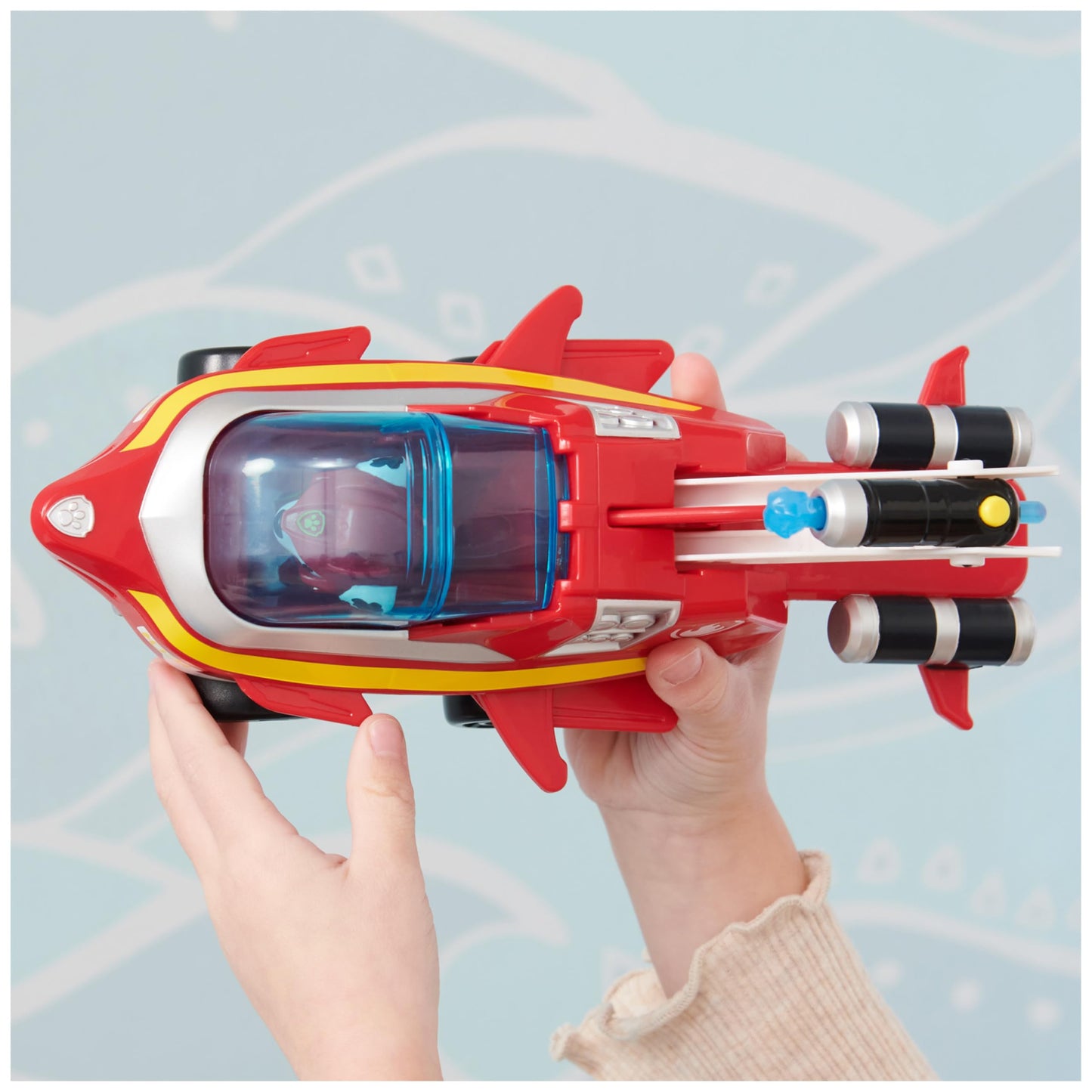 PAW Patrol, Aqua Pups - Base vehicle toy car in dolphin design with Marshall puppy figure, suitable for children aged 3 and up.