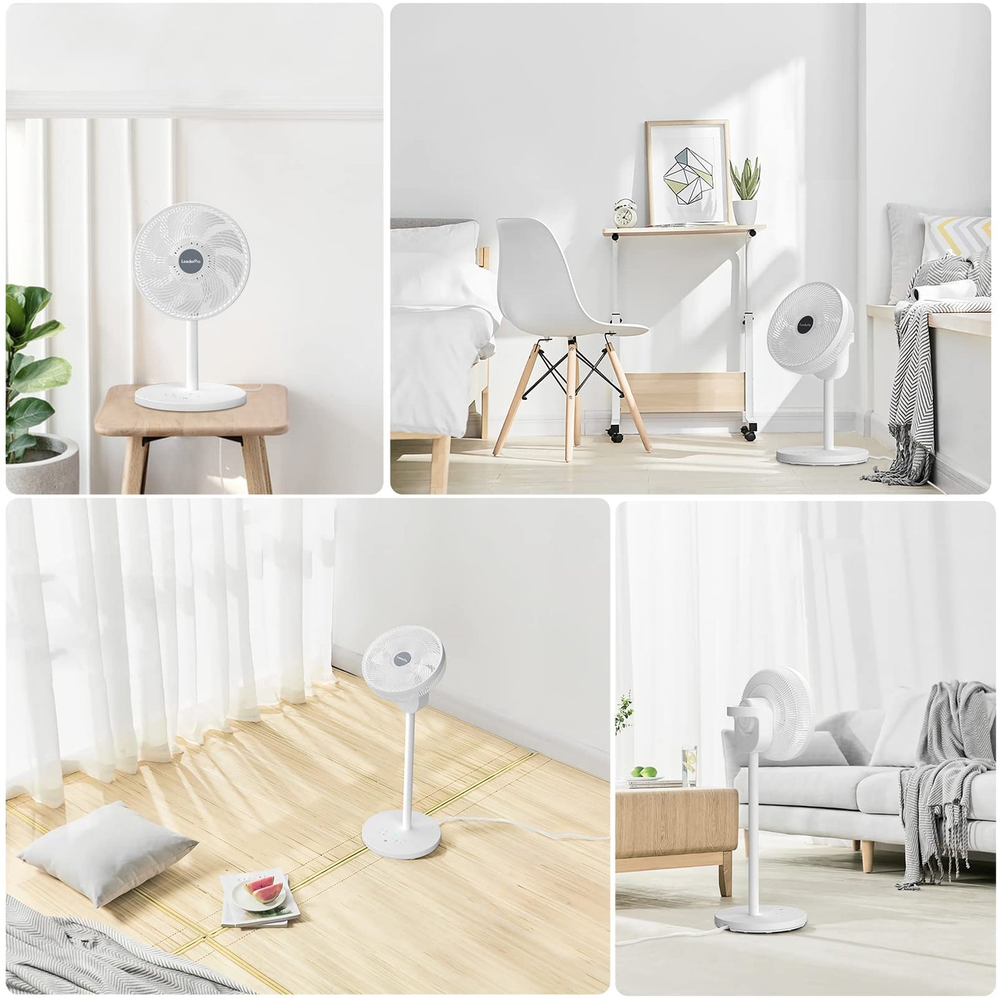 2in1 DC Motor Stand Fan - Quiet Fan 12.8dB 3D Oscillating with Remote Control/Energy Saving/Turbo Air Circulator Room Fan