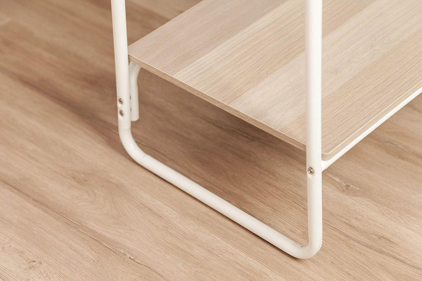 Iris Ohyama clothes rack with wooden shelves, 4 levels, White, Modern design, Sturdy frame, non-slip, For bedroom, studio, wardrobe, clothes & shoes, laundry rack, Easy assembly, PI-B3