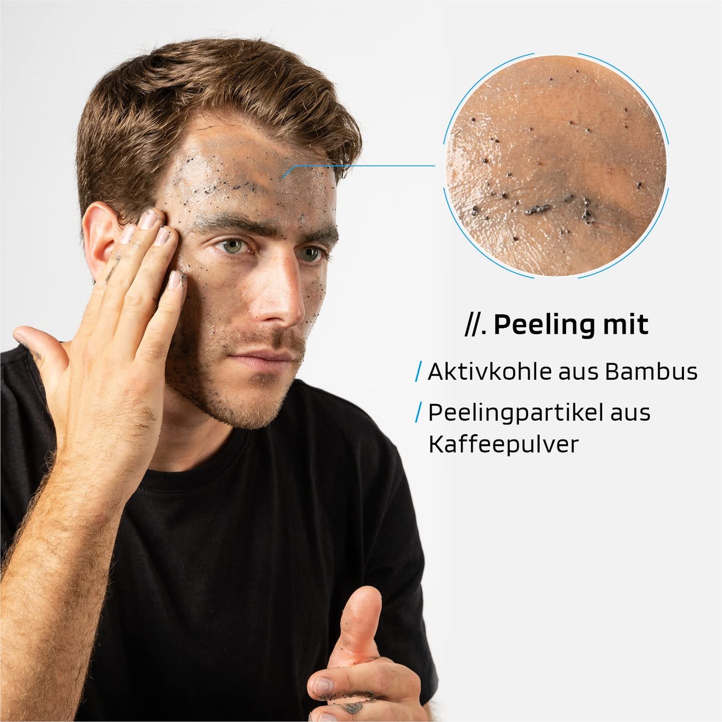 SKINBRO Men's Skincare Set | Made in Germany | 3-piece skincare set for men - cleansing, exfoliating, and face cream with caffeine | Vegan | Ideal gift for men | Cleanser, care, & moisturizer