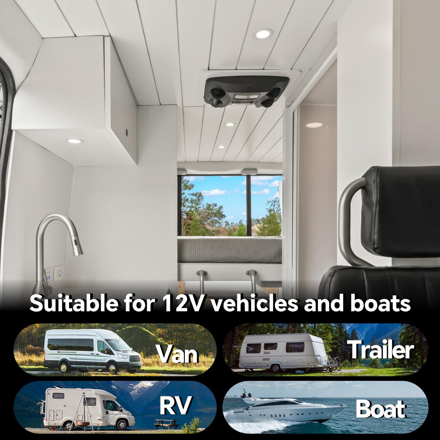 acegoo 12V Recessed LED Lights Flat 4 Pack Recessed Spots Warm White 3W RV Spots Dimmable Downlights Recessed Light for RV Camper Boat Furniture Yacht 3200K White