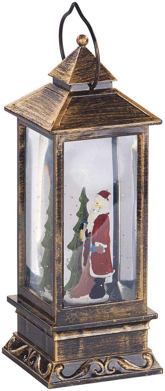 infactory Christmas Lantern: LED lantern with snow swirl and decorative Santa Claus, warm white (lantern Christmas, LED with snowstorm, Christmas ball)