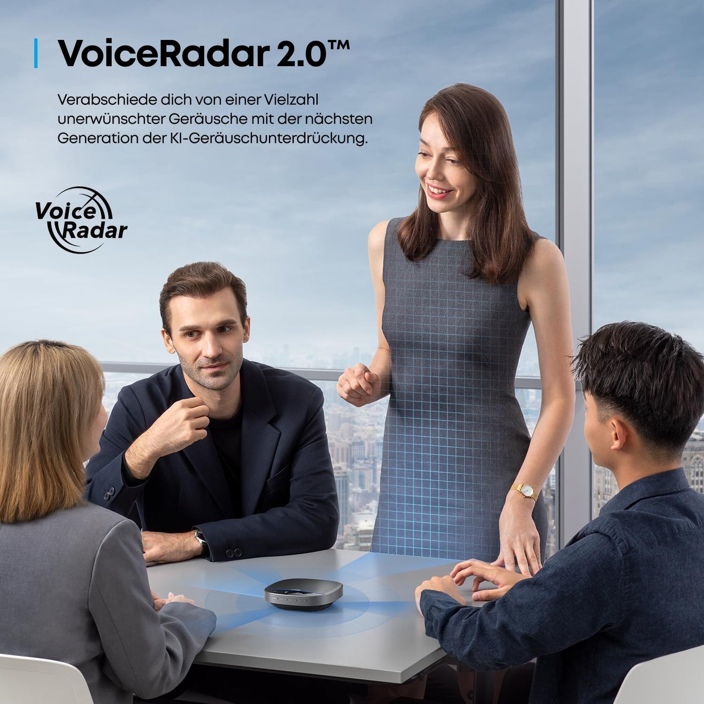 Anchor PowerConf S500 Conference Speaker with Zoom certification, USB-C Bluetooth speaker for calls, conferences, microphones for intelligent voice recording, black.