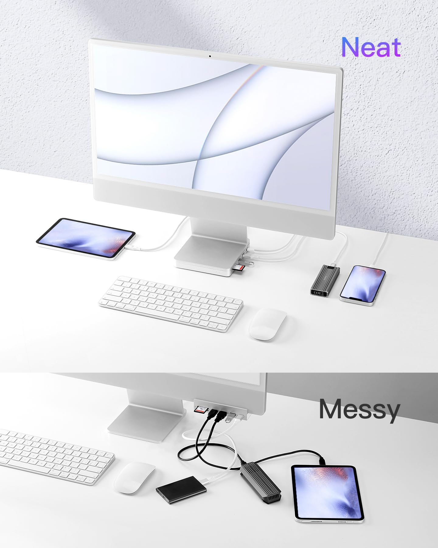 Inateck USB C Hub for iMac, docking station compatible with iMac 24 inch 2021/2023, USB 3.2 Gen 2, 8-in-1 aluminum USB hub with NVMe SSD enclosure, USB C 10 Gbps and SD/TF card reader, DK2001