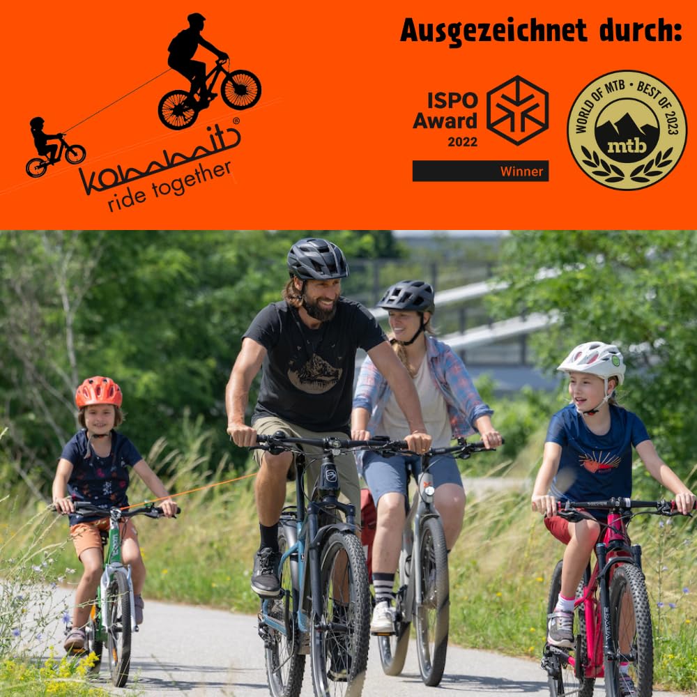 kommit Bike is a bicycle towing system for children and adults. Quick and easy assembly. Ideal for towing bicycles, E-bikes, mountain bikes, E-MTBs, and for jogging.
