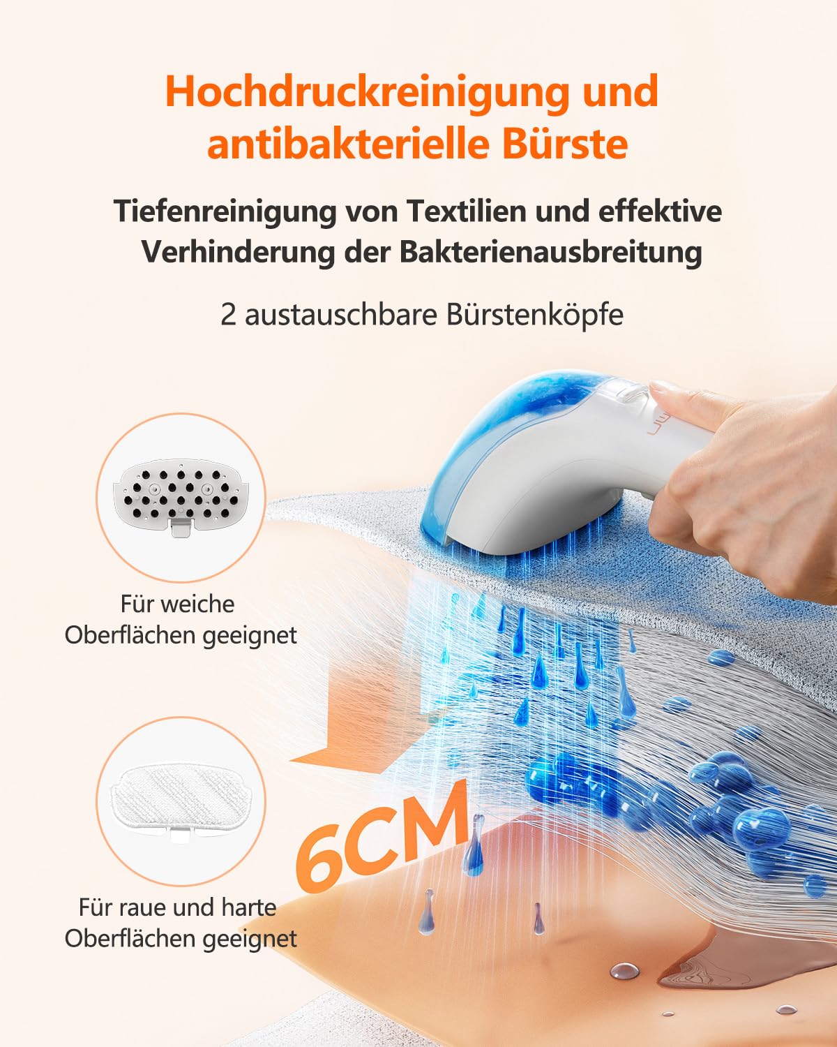 Uwant B200, upholstery cleaner device, 1900W | Steam cleans, scrubs, and sucks | For carpets, sofas, curtains, clothing | 74dB, 12000Pa