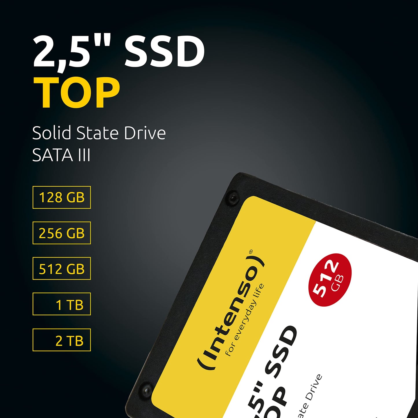 Intenso Internal 2.5" SSD SATA III Top, 512GB, 550MB/s, Black