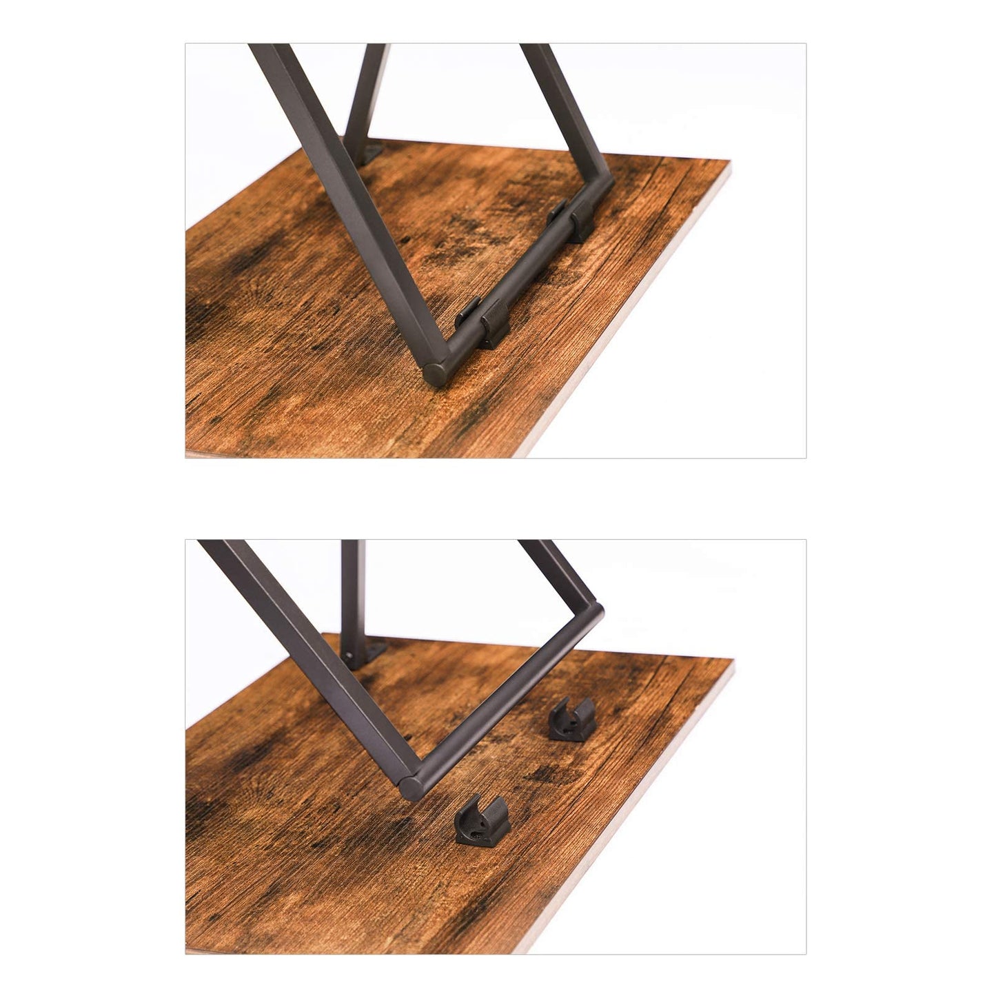 HOOBRO Side Table, Foldable Tray Table, Coffee Table, TV Tray in Industrial Style, Easy to Assemble, Dark Brown and Black EBF15BZ01