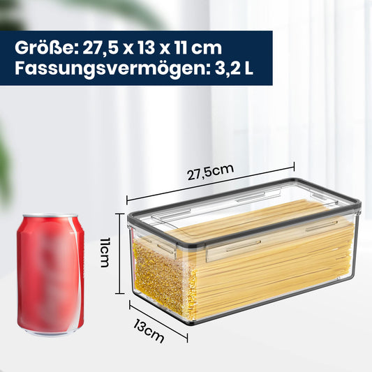 3.2L storage containers with airtight lids, 4-piece set with chalk marker and labels, BPA-free plastic kitchen storage box, perfect for storing spaghetti, pasta, noodles, cereal, and cornflakes.