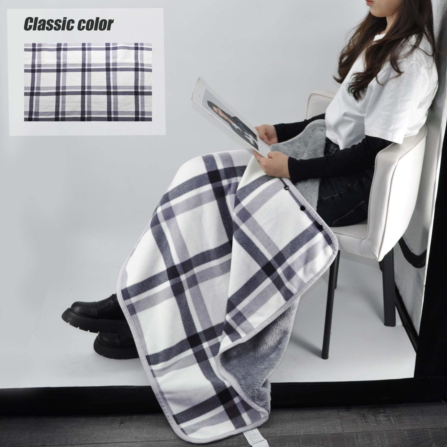 Beifon poncho winter warm women's blanket flannel fleece poncho cape soft thick winter warm wrap poncho open front cape office home for women girls children (gray+white)