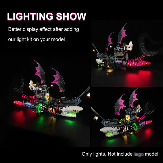 Led Light Kit compatible with Lego 71469 Dreamzz Nightmare Shark Ship, Creative Decorative Lights Set for Lego (Light set only, no model) (Led Light for Lego 71469 RC)