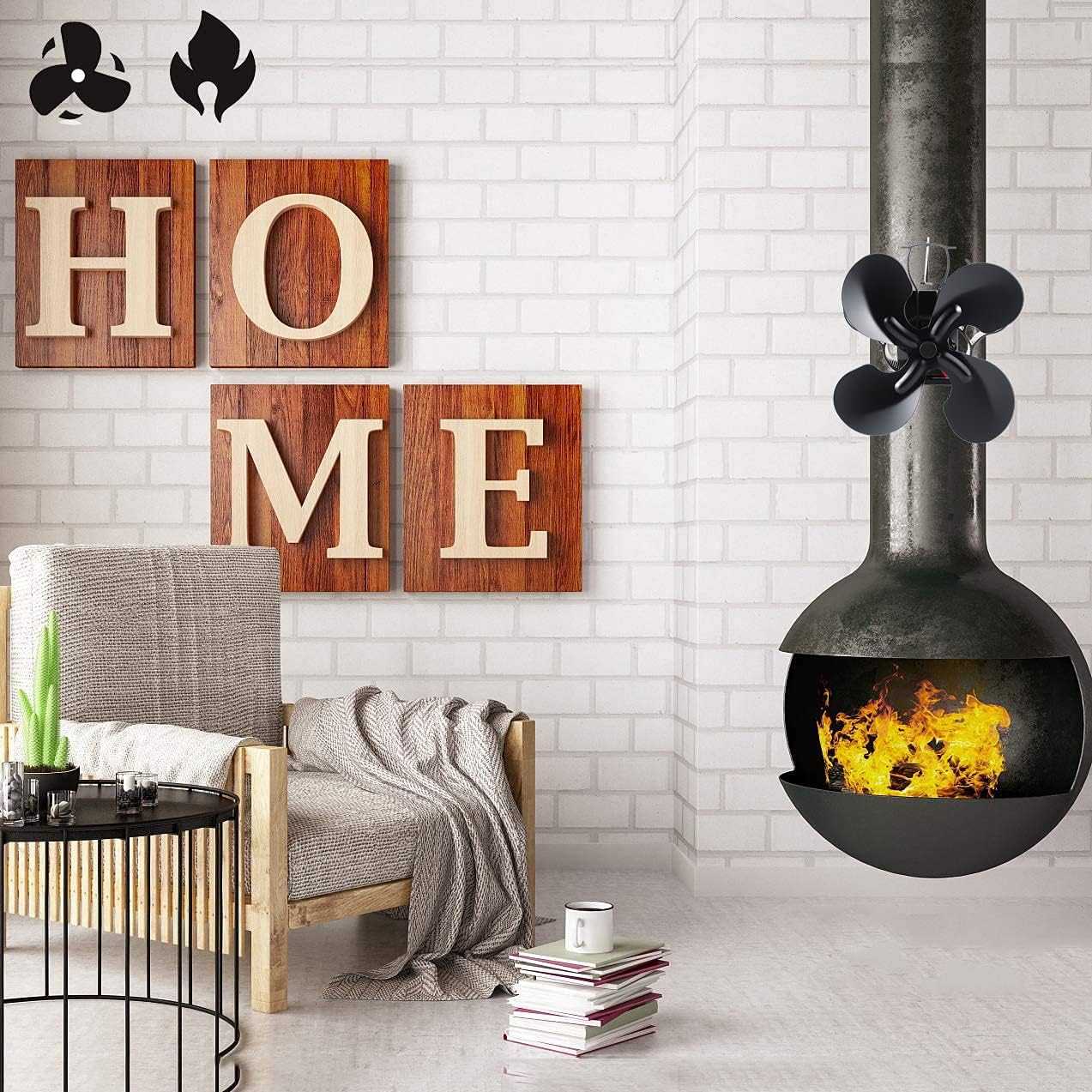 4 Blade Stove Fan with Screwdriver Wood Stove Pipe Fan, Heat Powered, Environmentally Friendly on Chimney for Wood Burner/Stove Fans