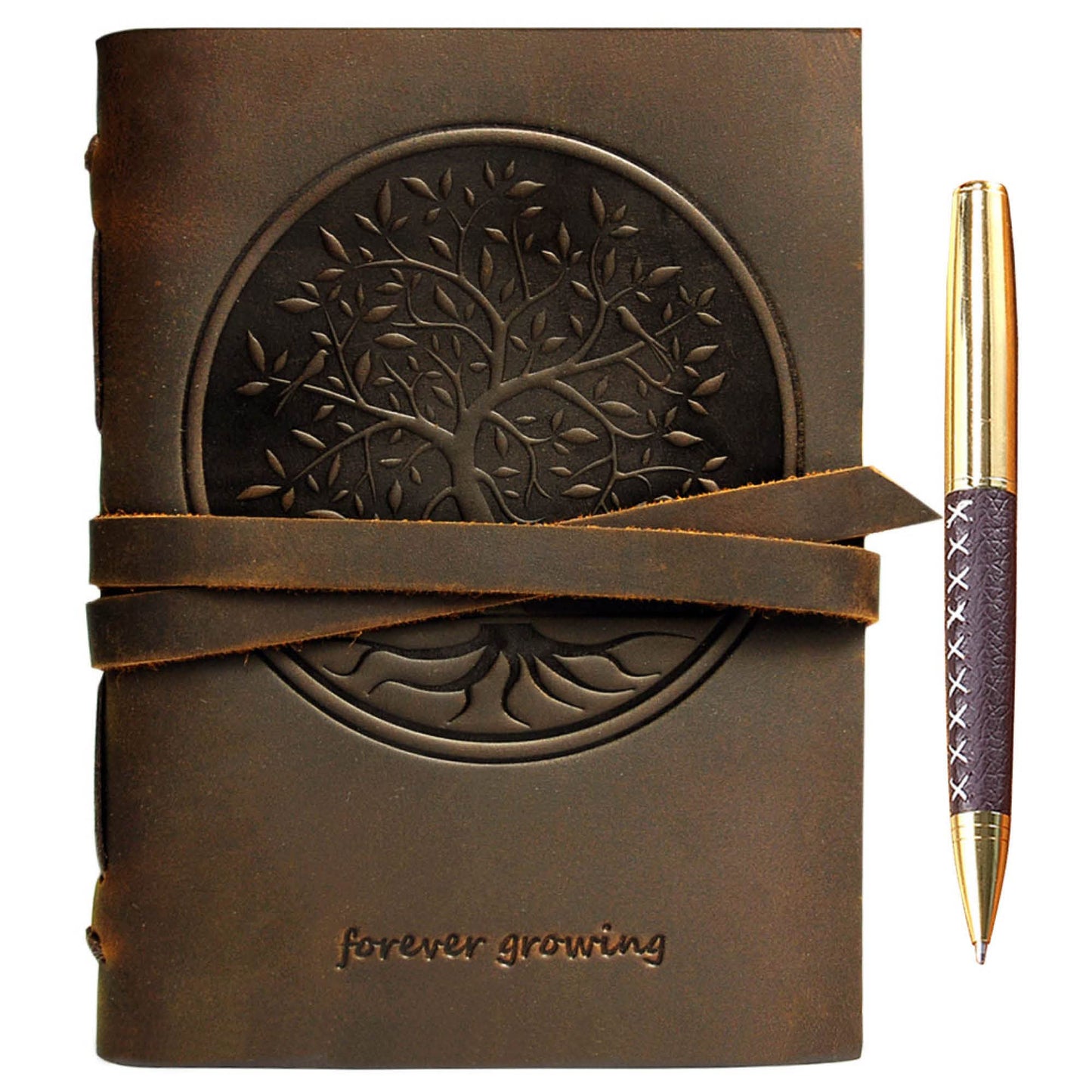 Tree of Life Leather Notebook Journal Embossed A5 Handmade Tree of Life Diary Travel Journal | Vintage Sketchbook for Men Women Antique Genuine Leather 21x15cm Gift Travelers Notebook