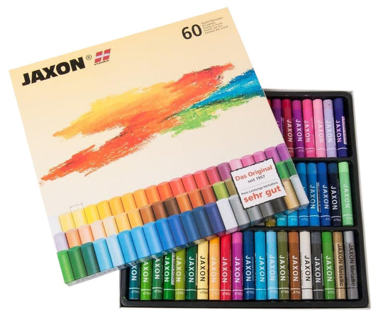 Honsell 47460 - Jaxon oil pastel crayons, 60-piece set in cardboard box, brilliant, lightfast colors, ideal for artists, hobby painters, children, school, art classes, free of harmful substances.