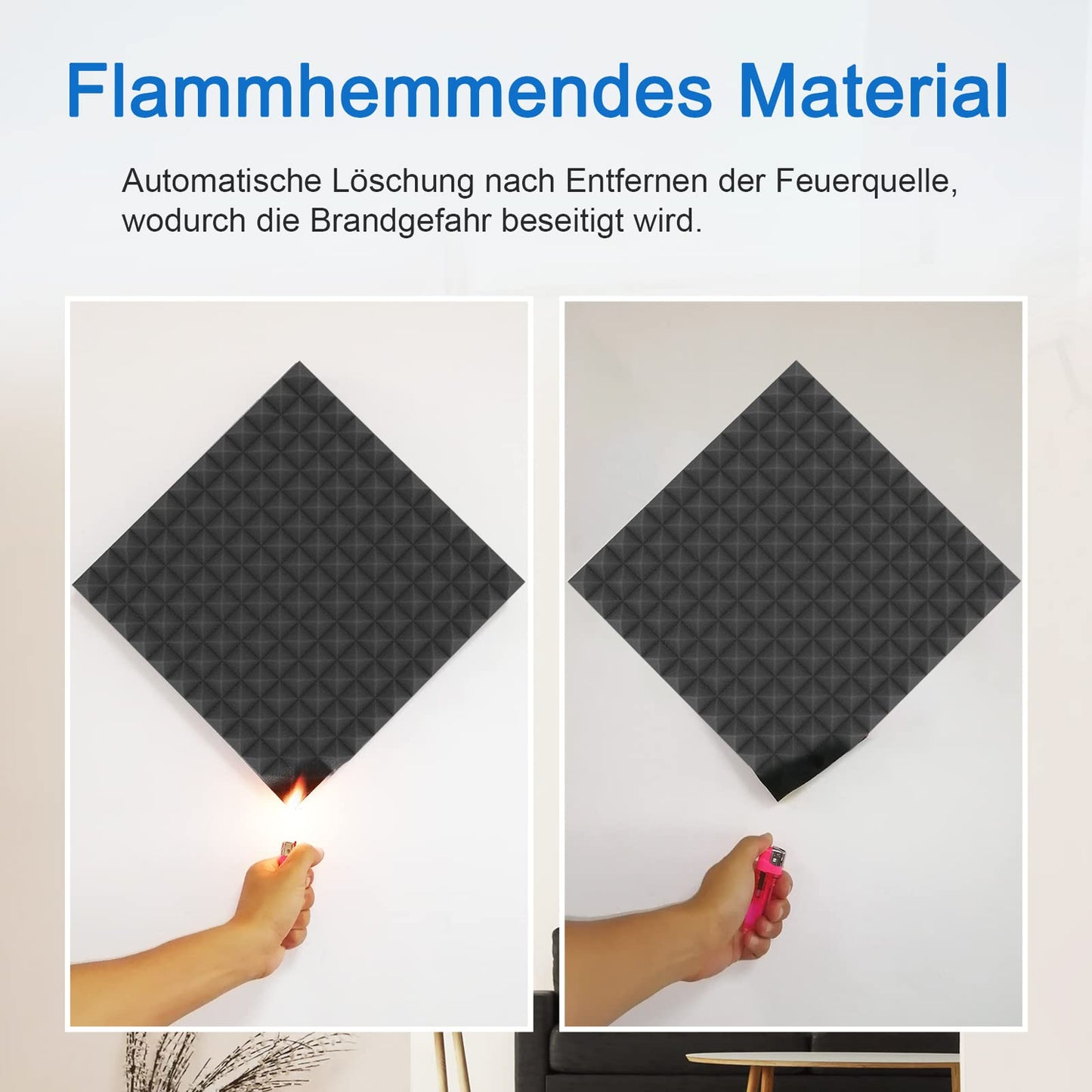 24 pieces of self-adhesive acoustic foam, pyramid foam, high-density 25kg/m³ convoluted foam, foam panel, soundproofing sound absorber for recording studio, office, home office 30x30x2.5cm