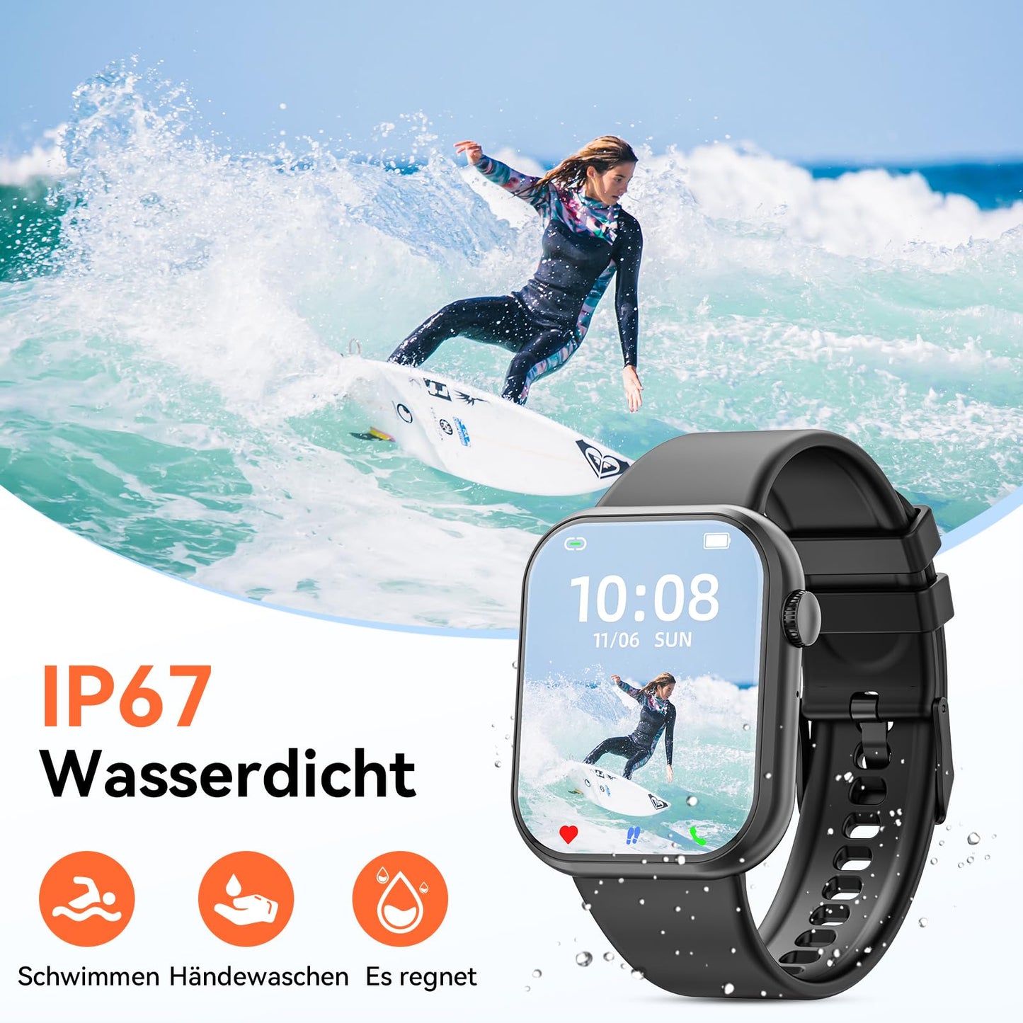 2023 smartwatch for ladies and gentlemen, 1.85-inch screen smartwatch with Bluetooth calling and hands-free function, smartwatch with pedometer, heart rate monitor, fitness watch for Android iOS.
