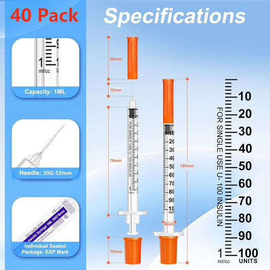 40 piece 1ml plastic tube syringes, multipurpose measuring tools, liquid measuring syringe with graduations, individually packed, for printing ink, liquid separation, dosage, pet.