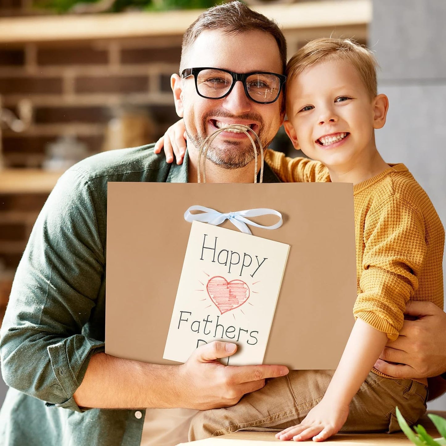 Switory 25pcs Brown Paper Bags with Handle - 41 x 15 x 30 cm Large Gift Bags Kraft Paper Bags for Shopping, DIY, Stores, Birthday, Party