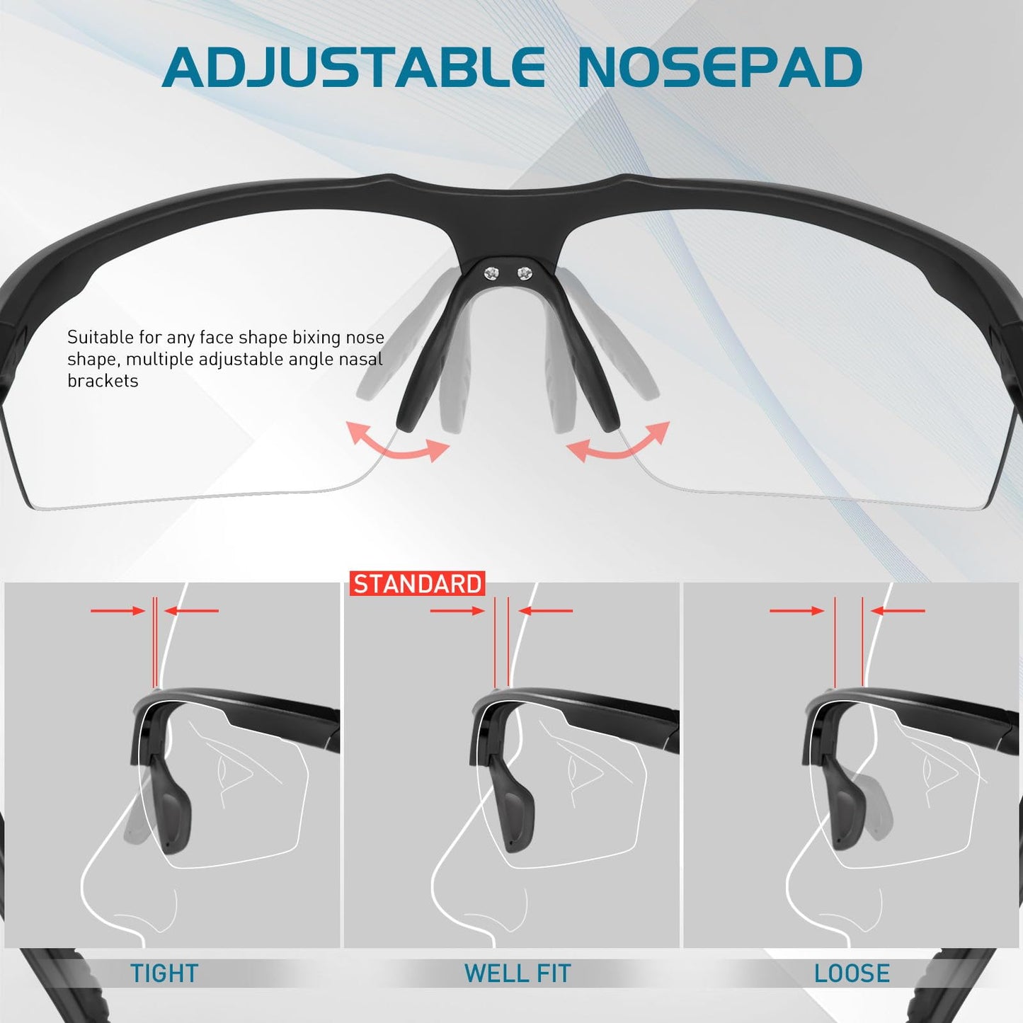 SCVCN Photochromic Self-tinting Cycling Glasses Men Women Sports Sunglasses Clear Cycling MTB Glasses Running Volleyball Tennis Driving Fishing Softball Mountain Climbing Golf Hiking 04