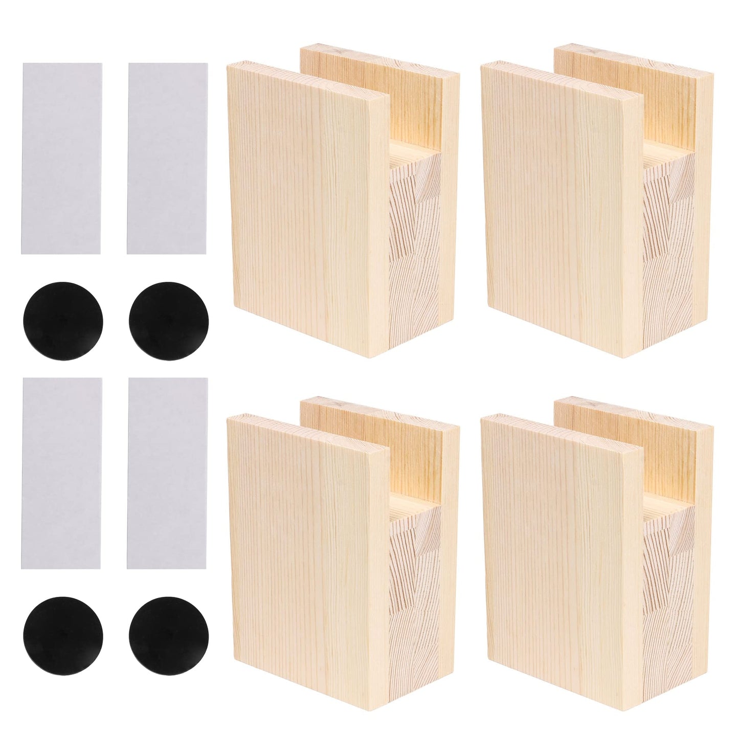 Furniture legs, 10 x 7 x 13.5 cm, groove width 4 cm, wood, table, desk, bed risers, furniture legs, 4 pieces