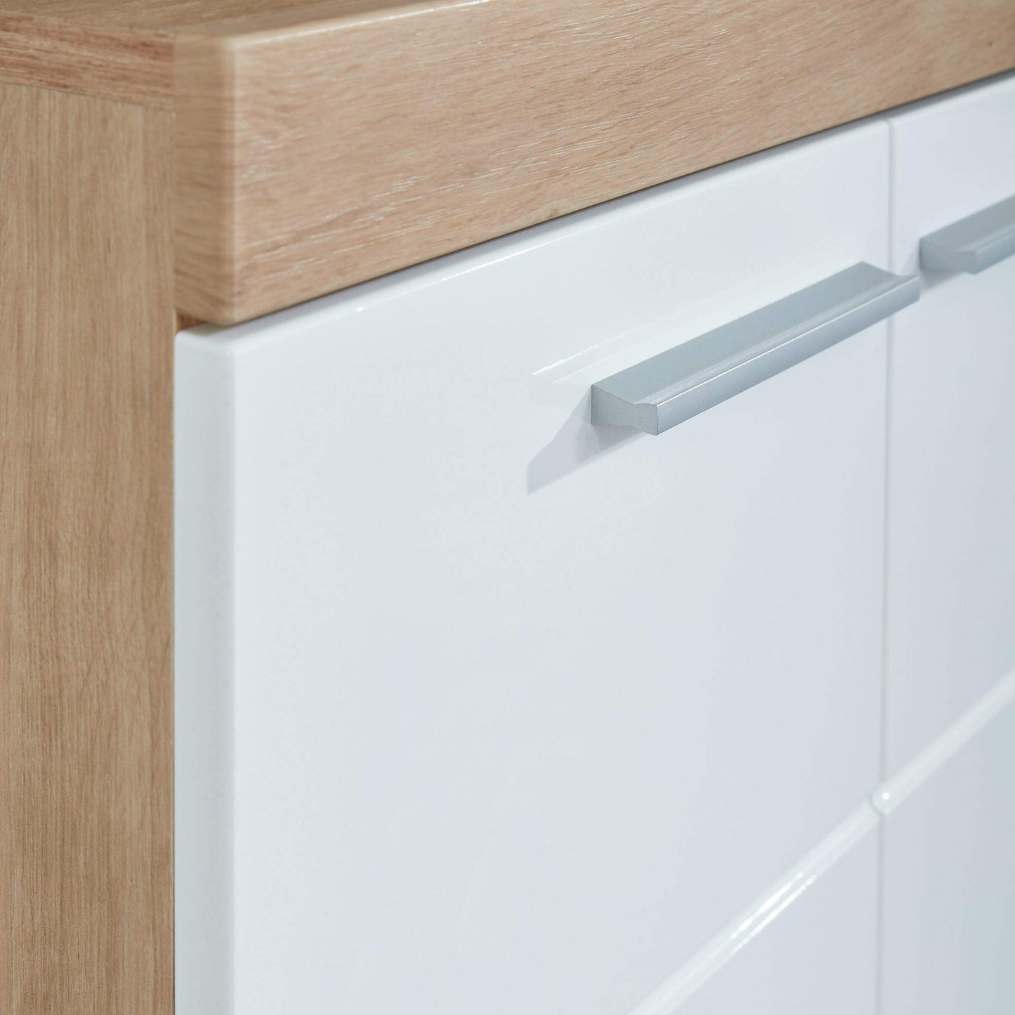 trendteam smart living - Amanda - Bathroom Vanity Cabinet - White/High Gloss White Oak - 1 Shelf - (WxHxD) 60 x 56 x 34 cm - Scratch-resistant