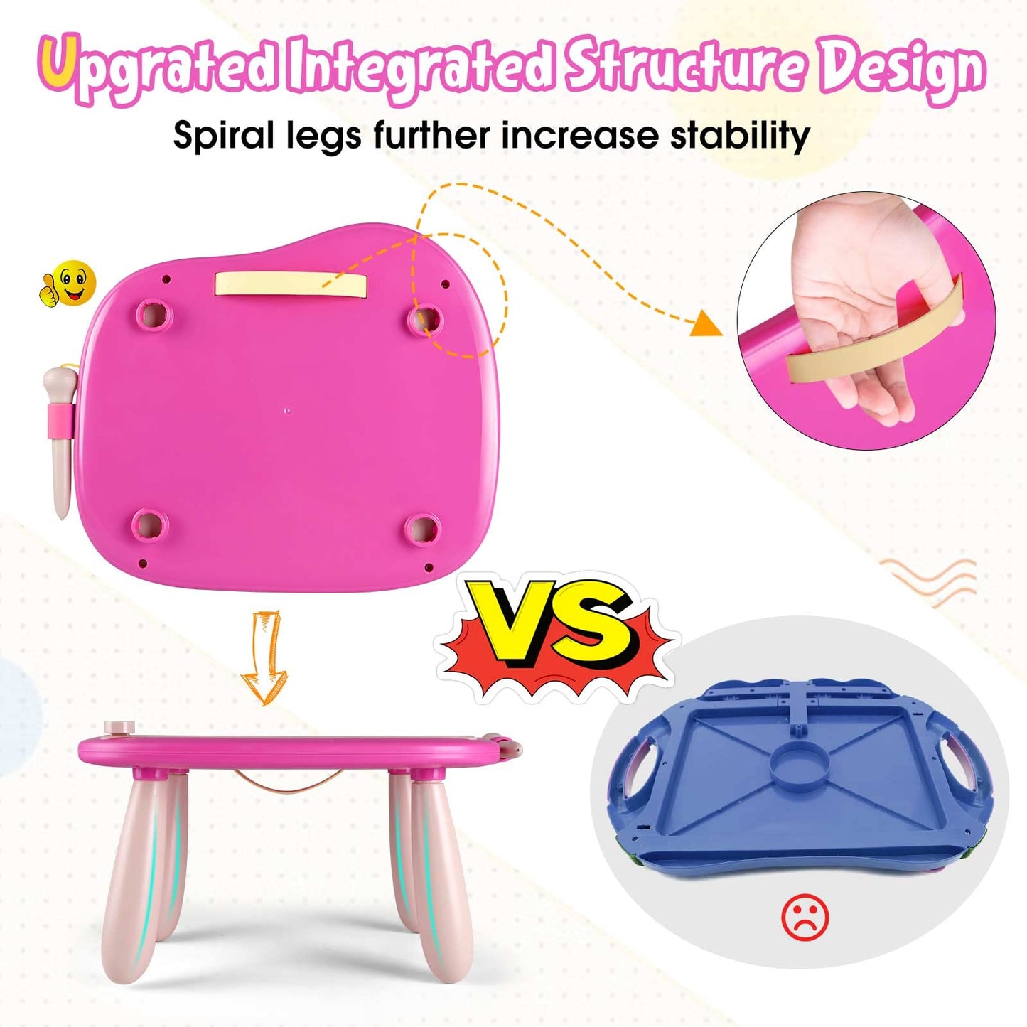 Smashagon children's toy for ages 1 and up, Magnetic drawing board Colorful doodle board with 4 legs for kids Gift for 1 2 3 years old Girl Boy Toy (Rose)