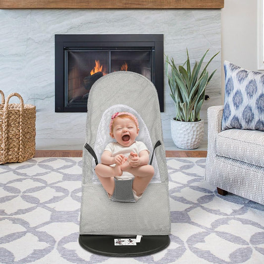 Baby bouncer MIMI, ergonomic design for newborns to toddlers, adjustable backrest, soft breathable fabric, foldable, suitable for babies 2.5kg - 10kg (Gray)