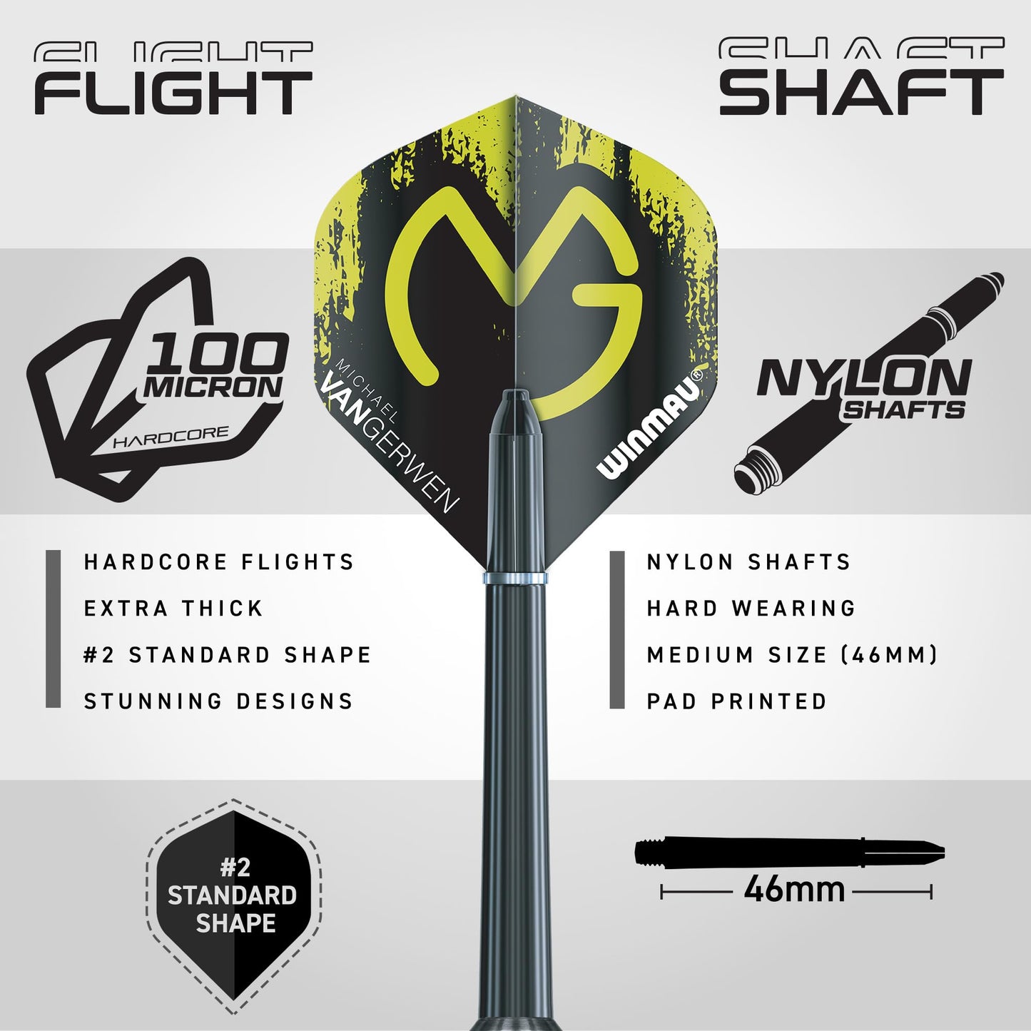 WINMAU - Professional Player - Michael Van Gerwen MvG Gift Set - 20g Steel Tip Darts - 50 Piece Pro Darts Set - Includes 4 x Stems, 4 x Flights, and accessories