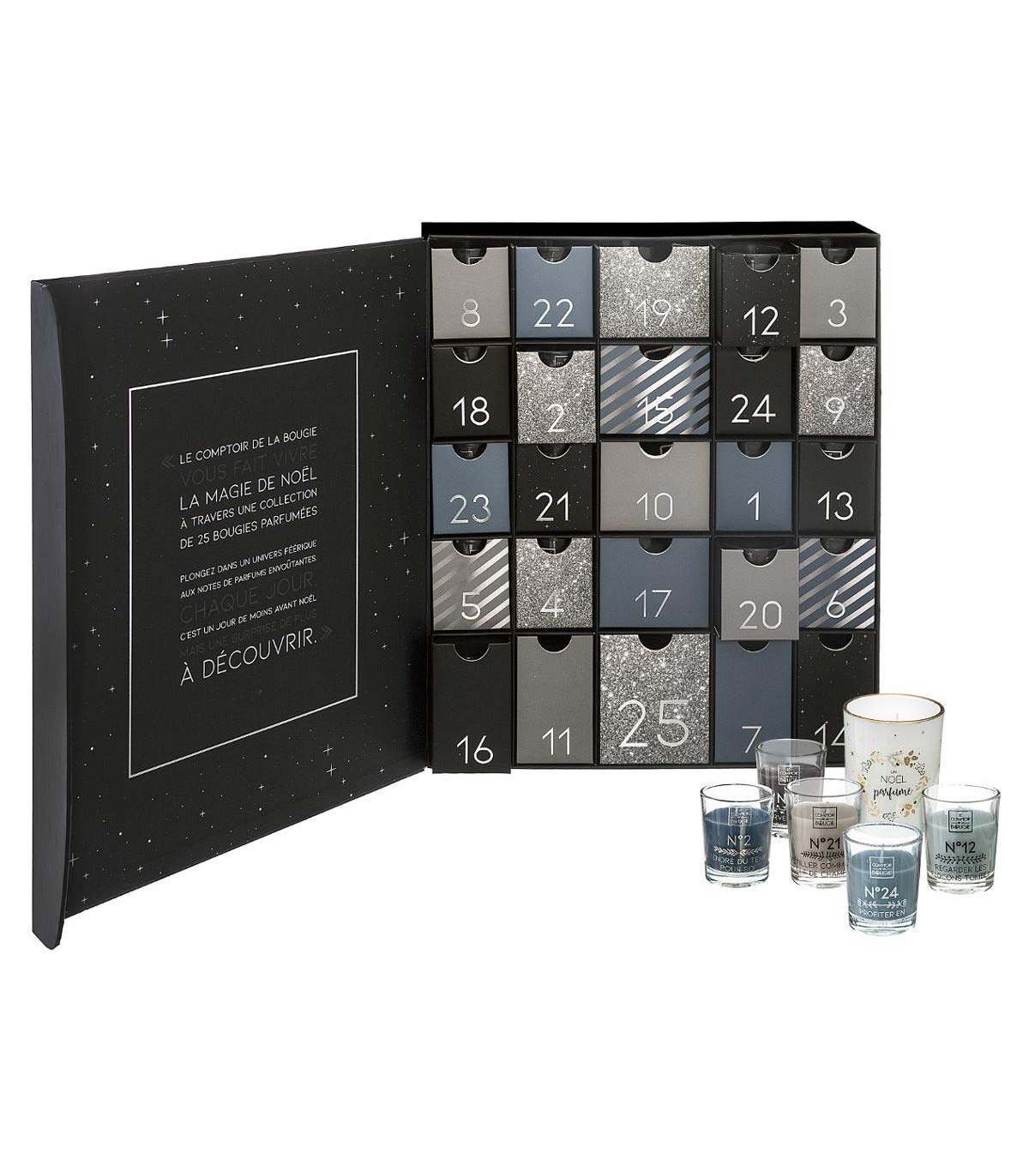 Atmosphera - Original Advent calendar with 25 scented candles in jars with quotes, perfumed.