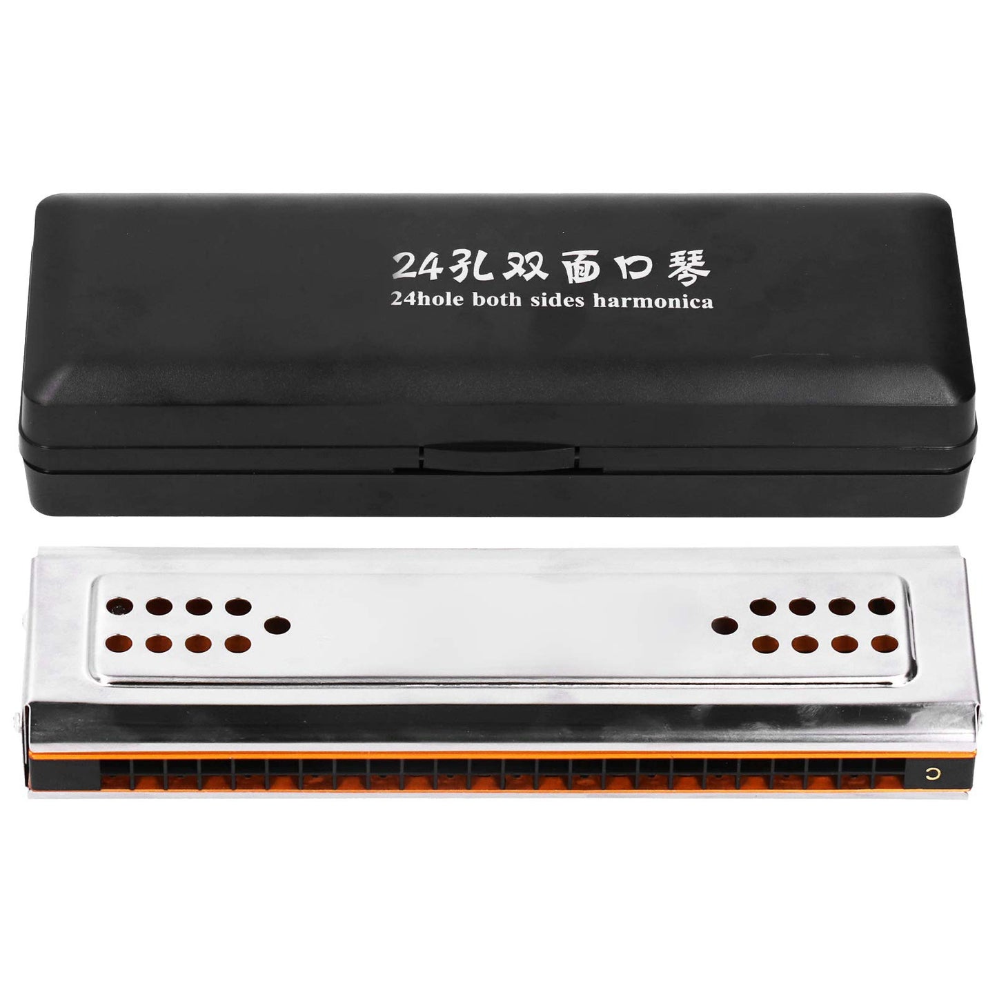 24 Holes C & G Key Double-sided Harmonica, Tremolo Harmonica with Box Musical Instrument for Beginners