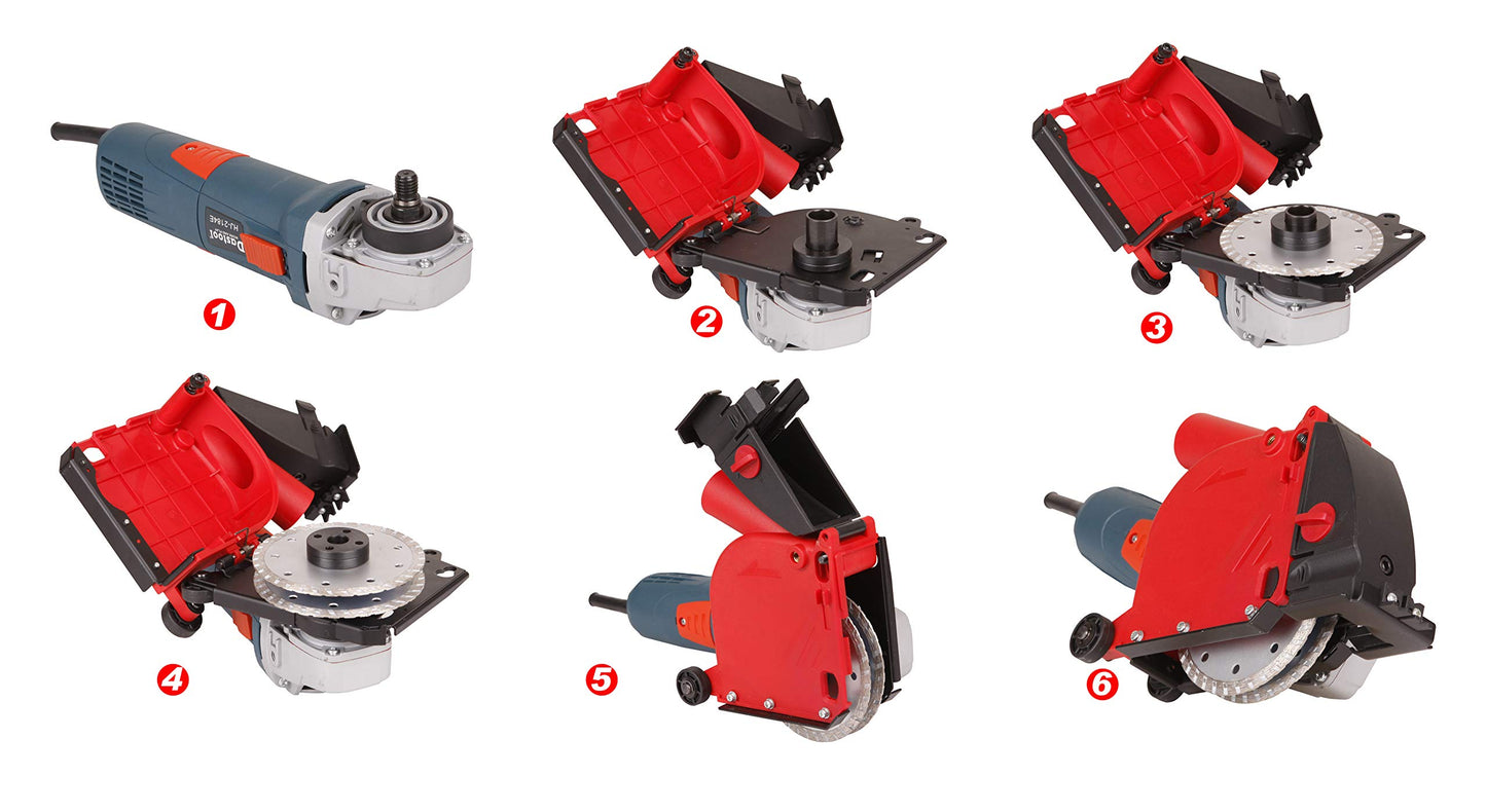 Aidelife dust extraction hood for angle grinder 125mm for wall chaser slot cutter set with 2x diamond discs 125mm