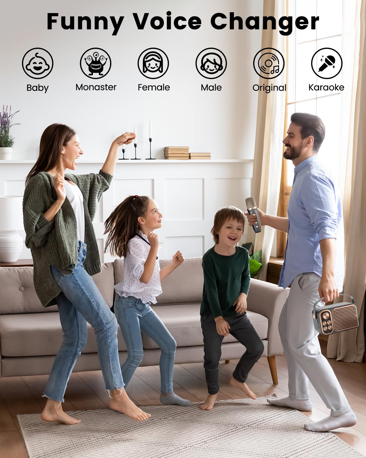 ALPOWL Karaoke Machine for adults and kids, karaoke system with one-click to cancel the original sound, PA speaker system and one UHF wireless microphone for home party, outdoor/indoor.