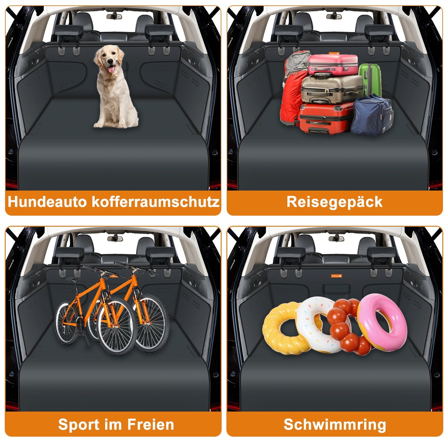 Alfheim Universal Trunk Protector - Water Resistant & Easy to Clean - Ideal Car Cover for Dogs - Black, with Bumper Guard - Fits Medium Small SUV (Gray)