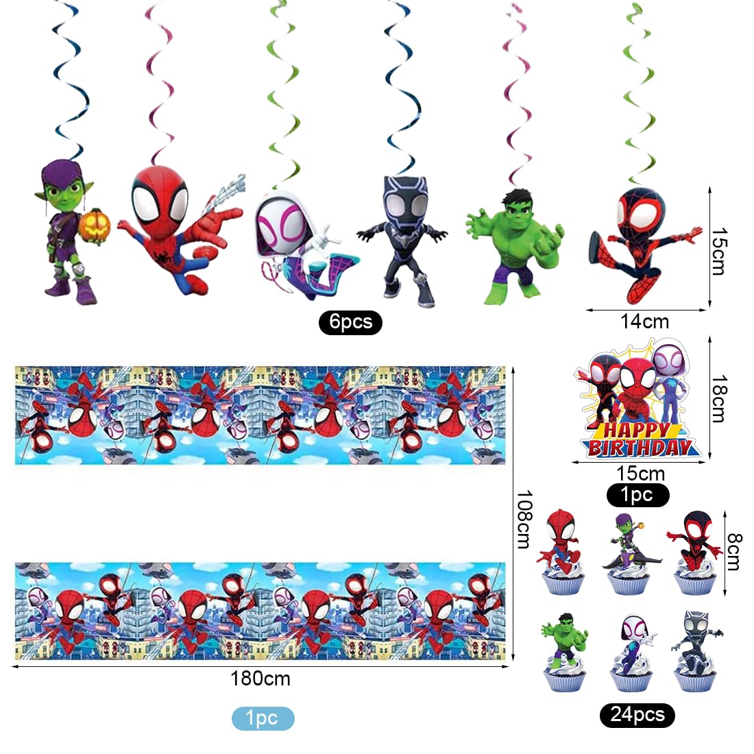 Birthday decoration Spider, decoration birthday kids, Spider superhero birthday set boys, balloon set with tablecloth and backdrop, birthday decorations for themed parties.