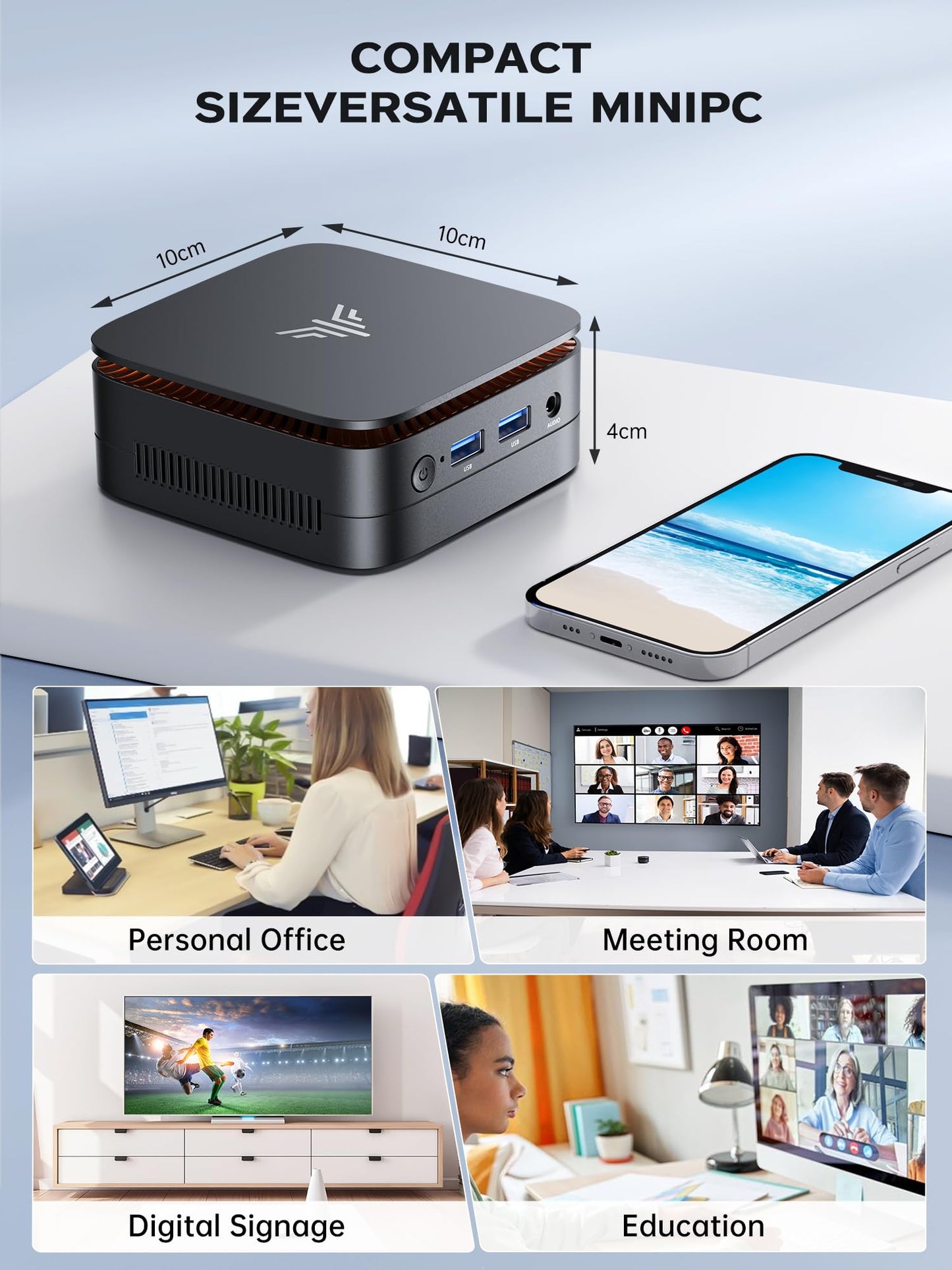 ACEMAGICIAN AK1PRO Mini PC with N95 3.4GHz, 16GB DDR4 RAM, 512GB M.2 SSD. Features 4K UHD HDMI+DP, dual-band WiFi/BT4.2/Gigabit Ethernet. Ideal for business, home theater, W11 Pro.