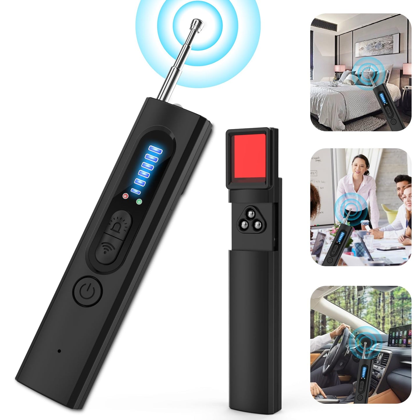 KIMTAR Bug Detector RF Hidden Camera Finder Hidden Camera Detector Anti Recording Detectors GPS Tracker Detector 6 Levels Sensitivity for Hotel Home Office