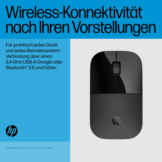 HP Z3700 wireless mouse | 1200 optical sensors | up to 16 months battery life | 2.4 GHz or Bluetooth connection | Plug & Play | Silver Gray