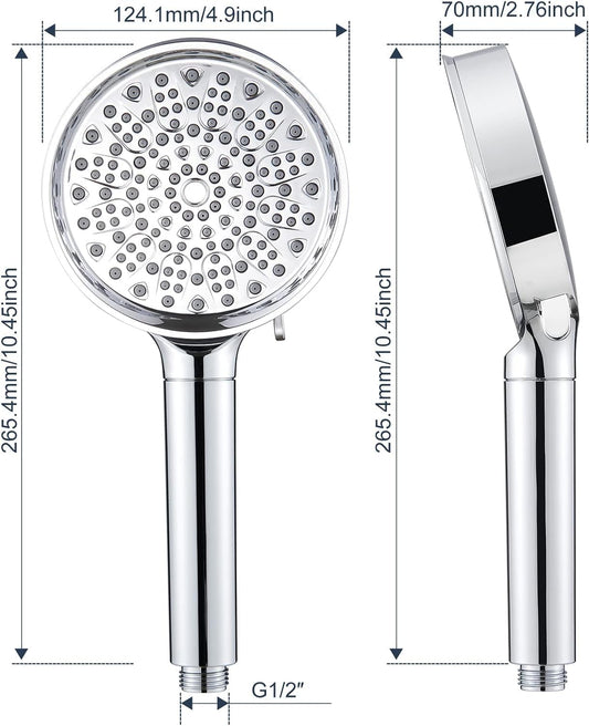 Filtered shower head with hose, Cobbe high pressure shower head with 6 spray modes, water-saving shower head with hose, handheld shower head with filter against hard water, chlorine.