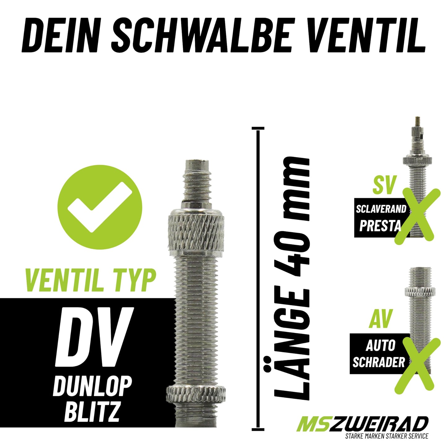 2-pack Schwalbe bicycle tube DV17 40mm 28 inches (28/47-622/635) includes 3 MSZweirad tire levers.