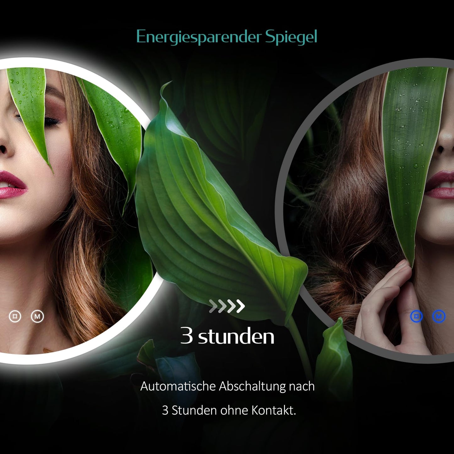 EMKE round 50cm bathroom mirror with lighting, touch switch, 3 dimmable light colors, anti-fog, memory function.