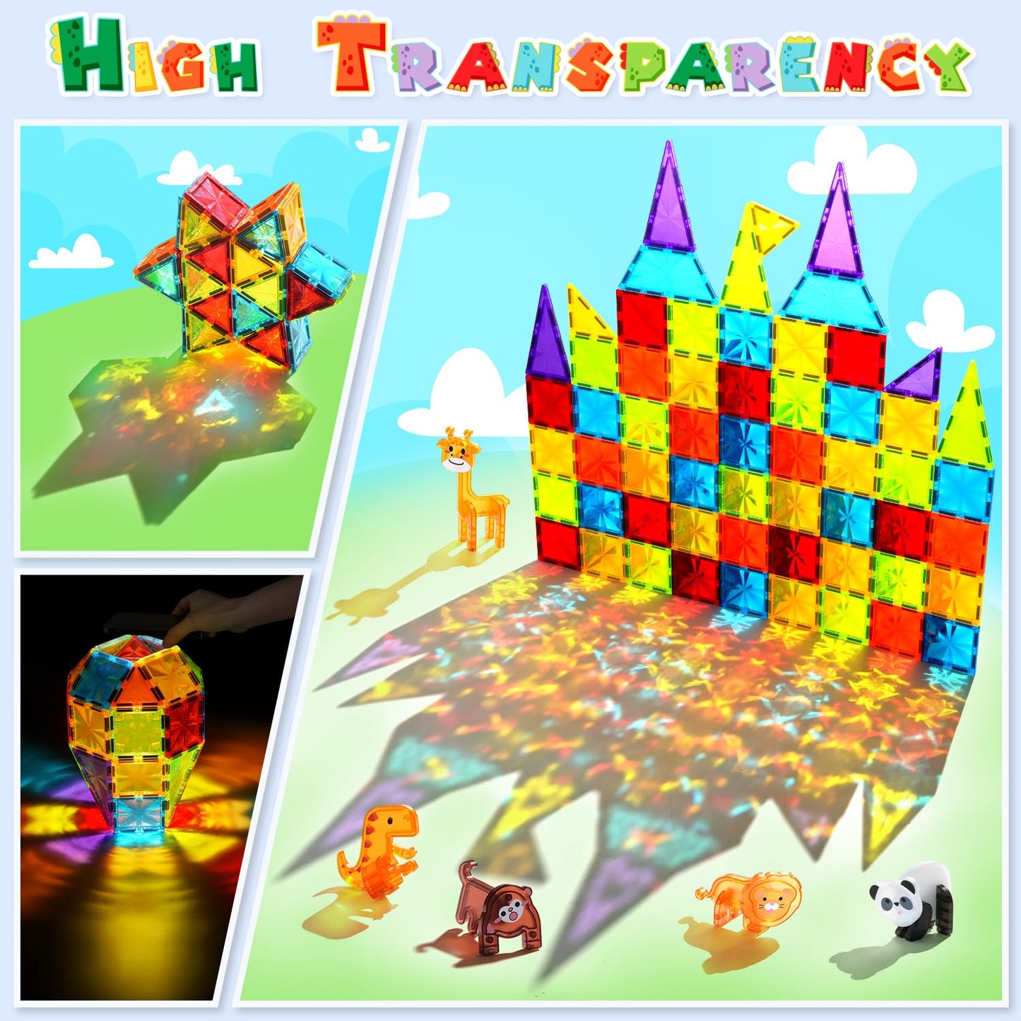 Theefun Magnetic Building Blocks 110 Pieces, Magnetic Blocks Magnetic Toys Magnet Toy for Kids Magnets Building Blocks Children's Toys Gift for 3 4 5 6 7 8 Years Old Boys and Girls